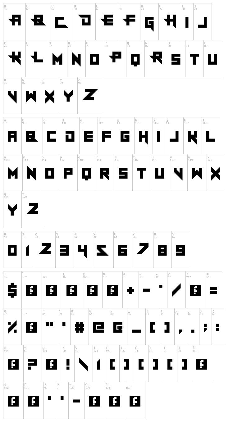 Sheeping Dogs font map